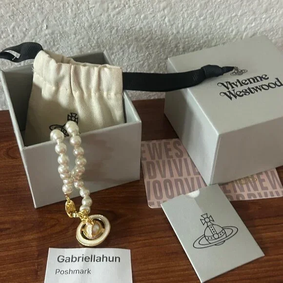 Vivienne Westwood SIMONETTA 3D Orb ENAMEL Pearl Choker Necklace - Picture 4 of 13